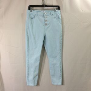 LOFT Outlet Petite Skinny Jeans Mint Green Button Fly High Rise Ankle Sz 10